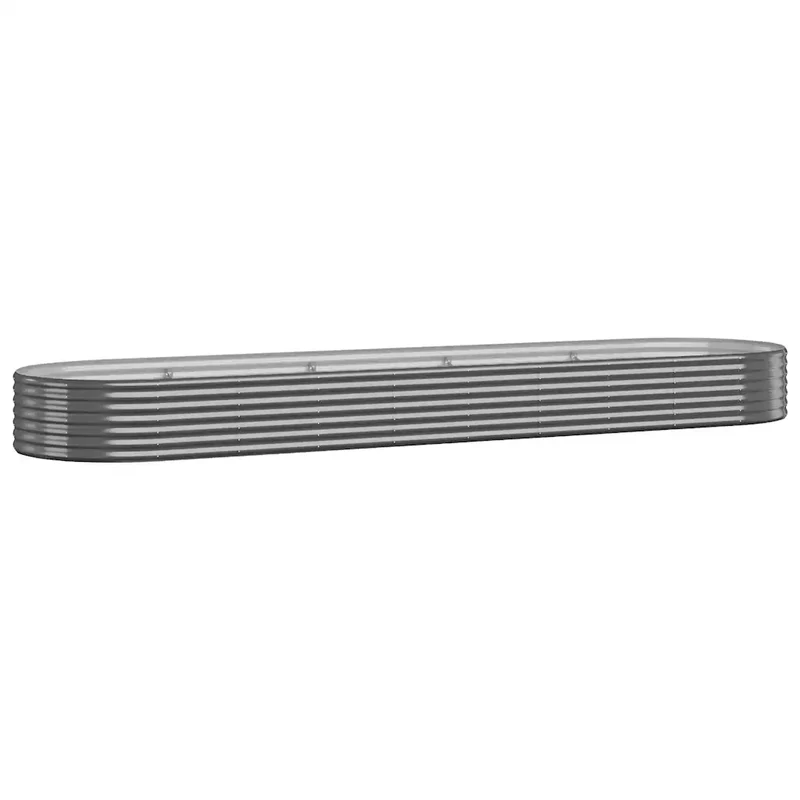 Lot de 1 lit surélevé de jardin ovale 396 x 100 x 36 cm résistant aux intempéries design moderne en acier galvanisé anthracite 02_0046581