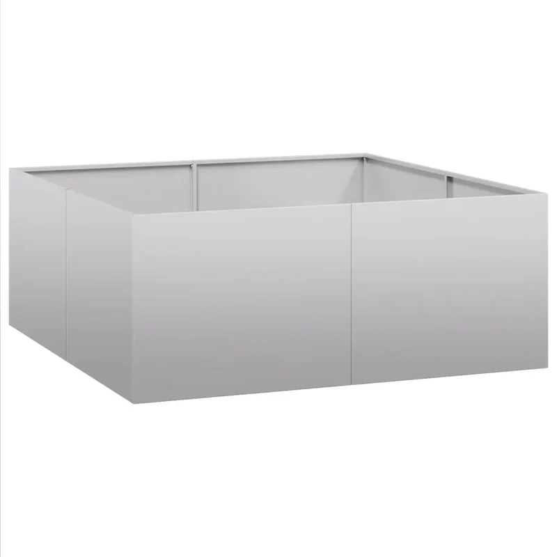 Jardinière élégante pour jardin balcon terrasse 100 x 100 x 40 cm avec fond ouvert moderne en acier galvanisé 02_0051598