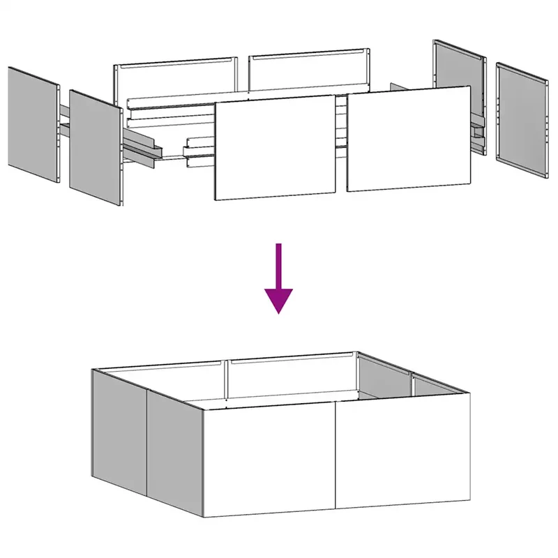 Jardinière élégante pour jardin balcon terrasse 100 x 100 x 40 cm avec fond ouvert moderne en acier galvanisé 02_0051598