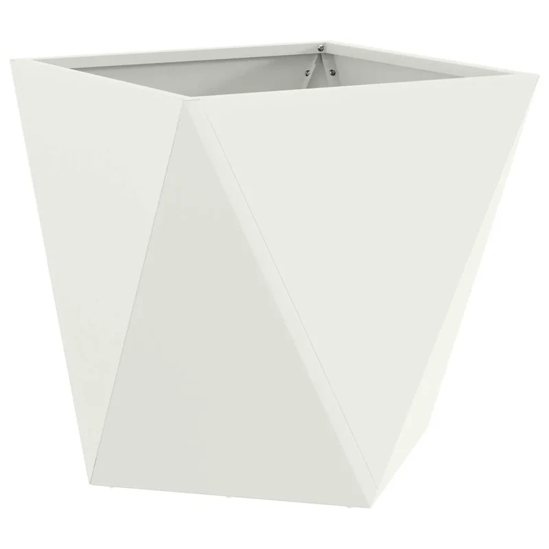 Lot de 2 jardinières carrées modernes 40 x 40 x 40 cm pour extérieur ambiance chic en acier blanc 02_0053065