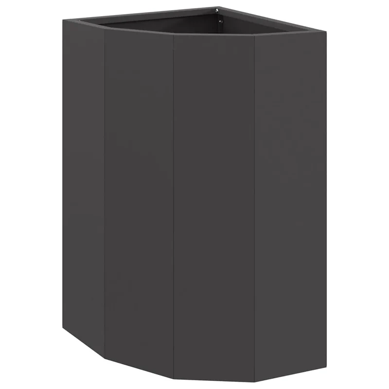 Jardinière d'angle moderne extérieur 30 x 30 x 50 cm optimisée pour terrasses en acier noir 02_0052915