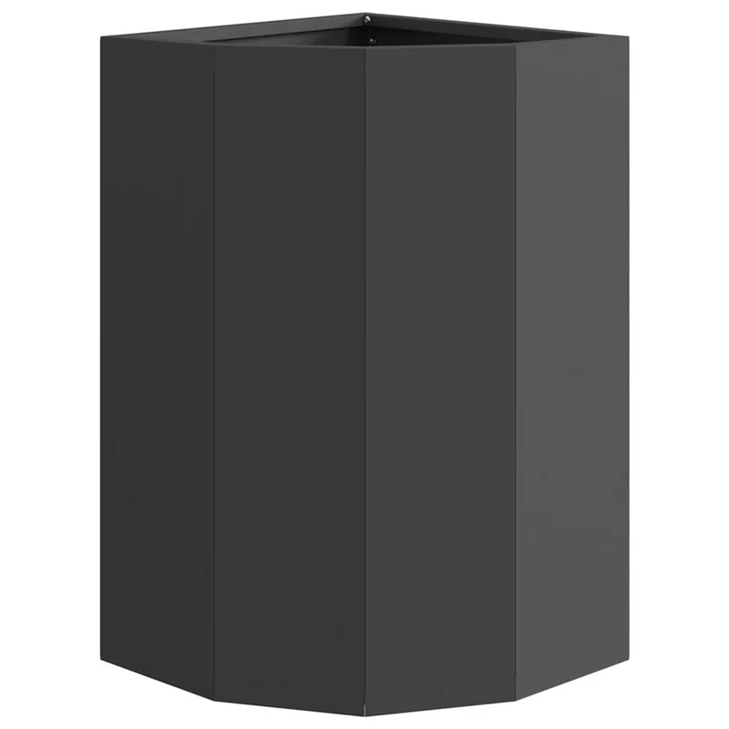 Jardinière d'angle moderne extérieur 30 x 30 x 50 cm optimisée pour terrasses en acier noir 02_0052915
