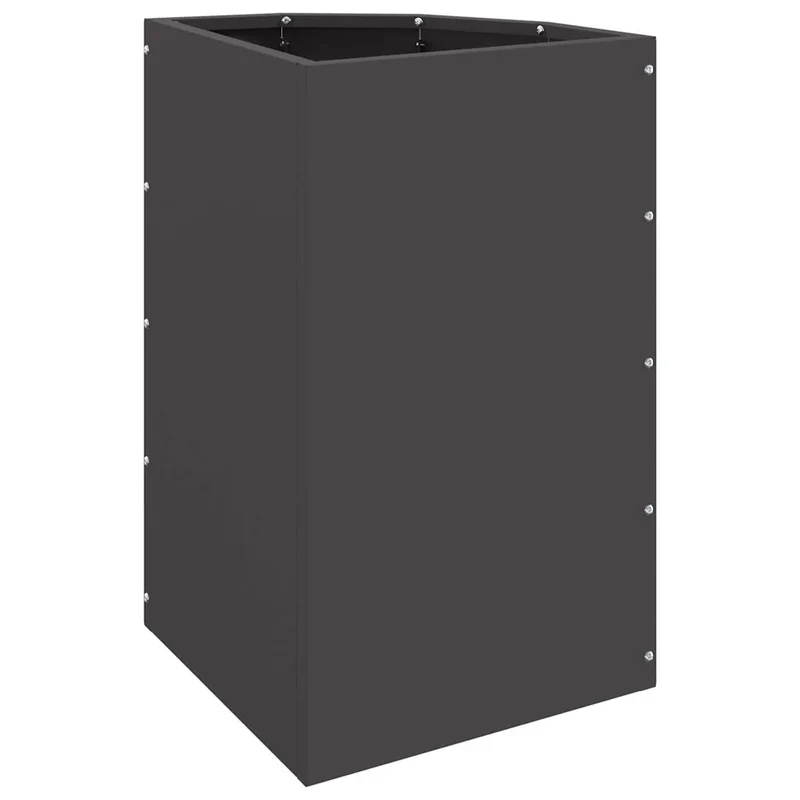 Jardinière d'angle moderne extérieur 30 x 30 x 50 cm optimisée pour terrasses en acier noir 02_0052915
