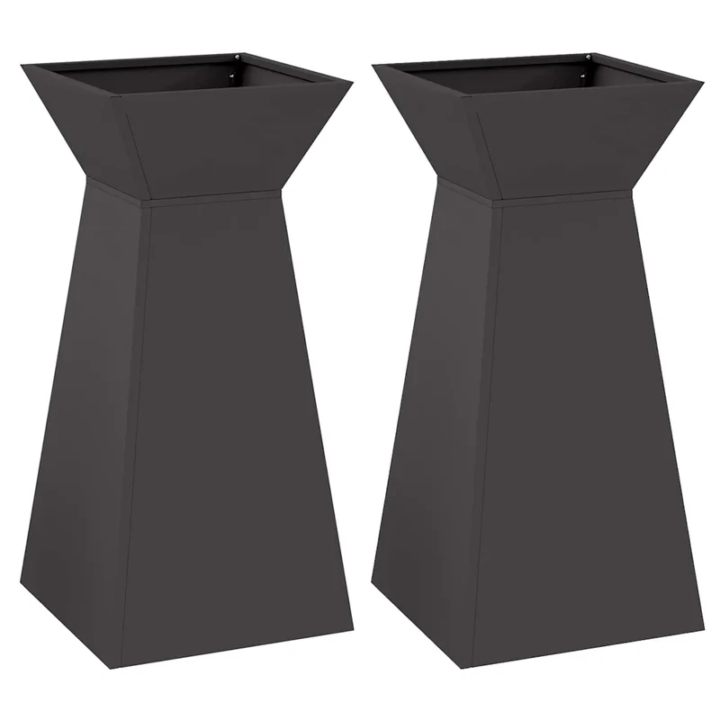 Lot de 2 jardinières à pilier 35 x 35 x 73 cm pour extérieur design moderne style contemporain en plastique noir 02_0052397