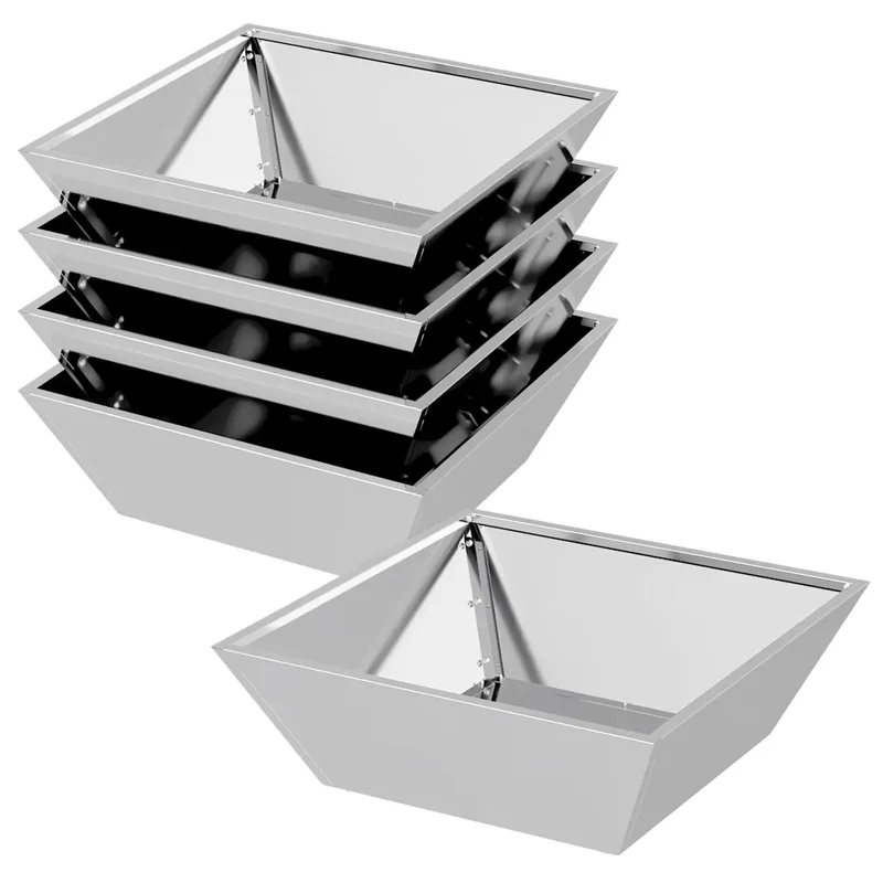 Lot de 5 cache-pots trapézoïdaux modernes jardin terrasse 50 x 50 x 15 cm en acier argent 02_0052393