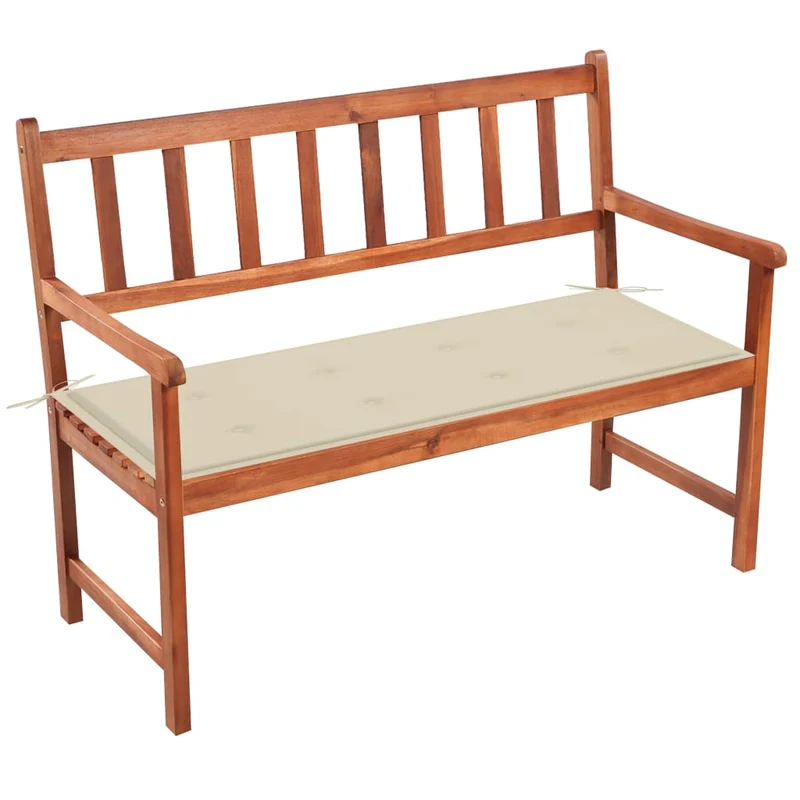 Banc de jardin meuble de patio d'extérieur terrasse avec coussin 120 cm bois d'acacia massif 02_0011347