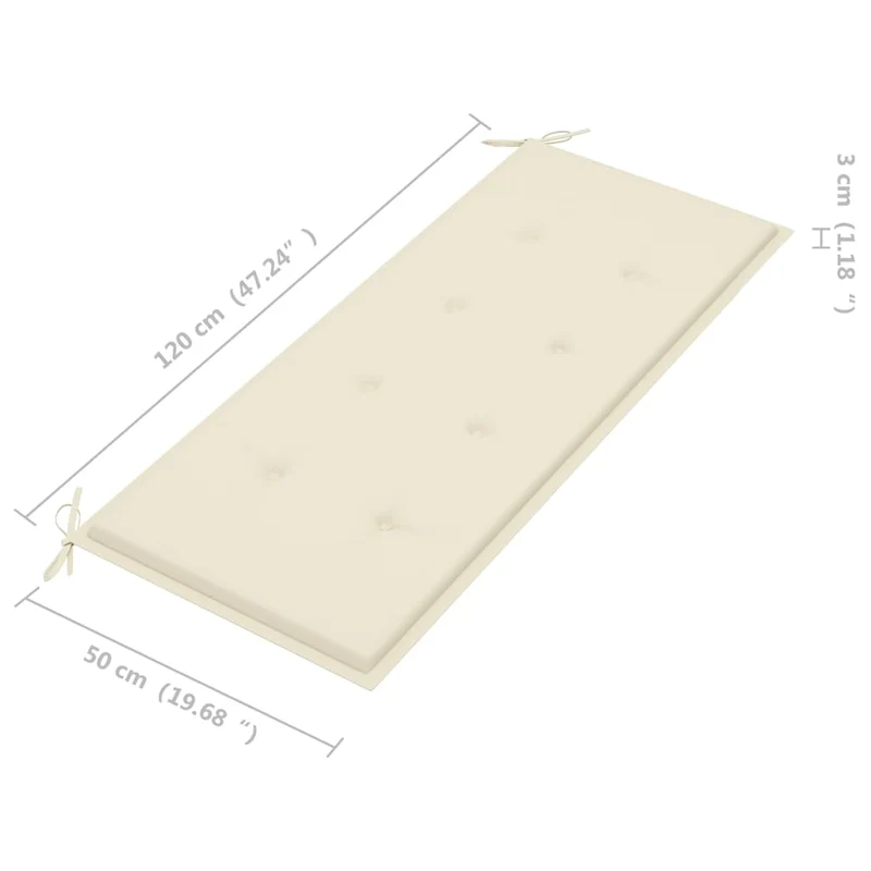 Banc de jardin meuble de patio d'extérieur terrasse avec coussin 120 cm bois d'acacia massif 02_0011347