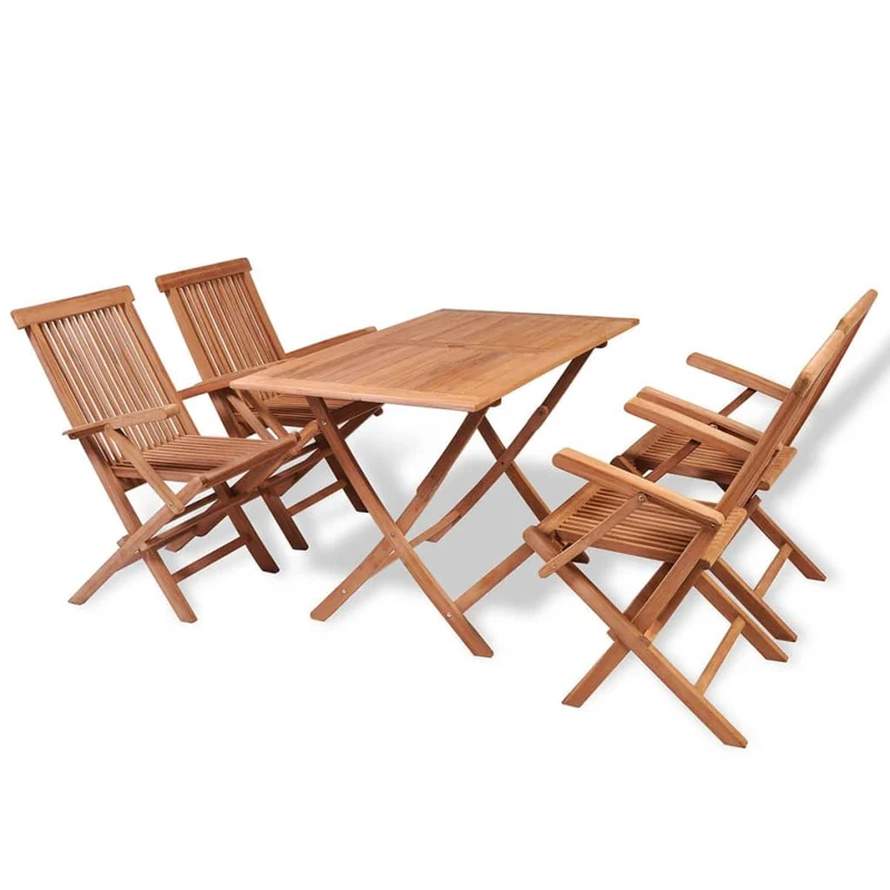 Mobilier à dîner de jardin 5 pièces bois de teck massif 02_0014770
