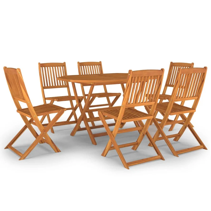 Ensemble de salle à manger de jardin meuble extérieur 7 pièces bois d'acacia massif 02_0013932