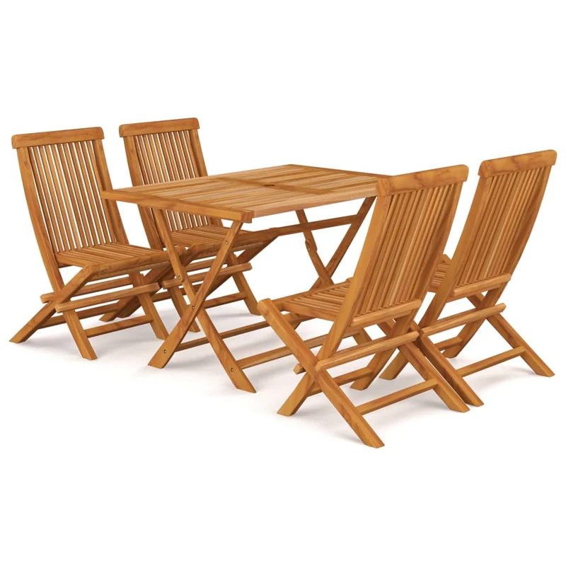 Salon de jardin meuble d'extérieur ensemble de mobilier 5 pièces bois de teck massif 02_0016570
