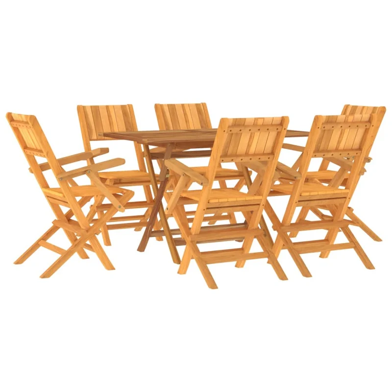 Ensemble à dîner salon de jardin meuble d'extérieur 7 pièces bois de teck solide 02_0014344