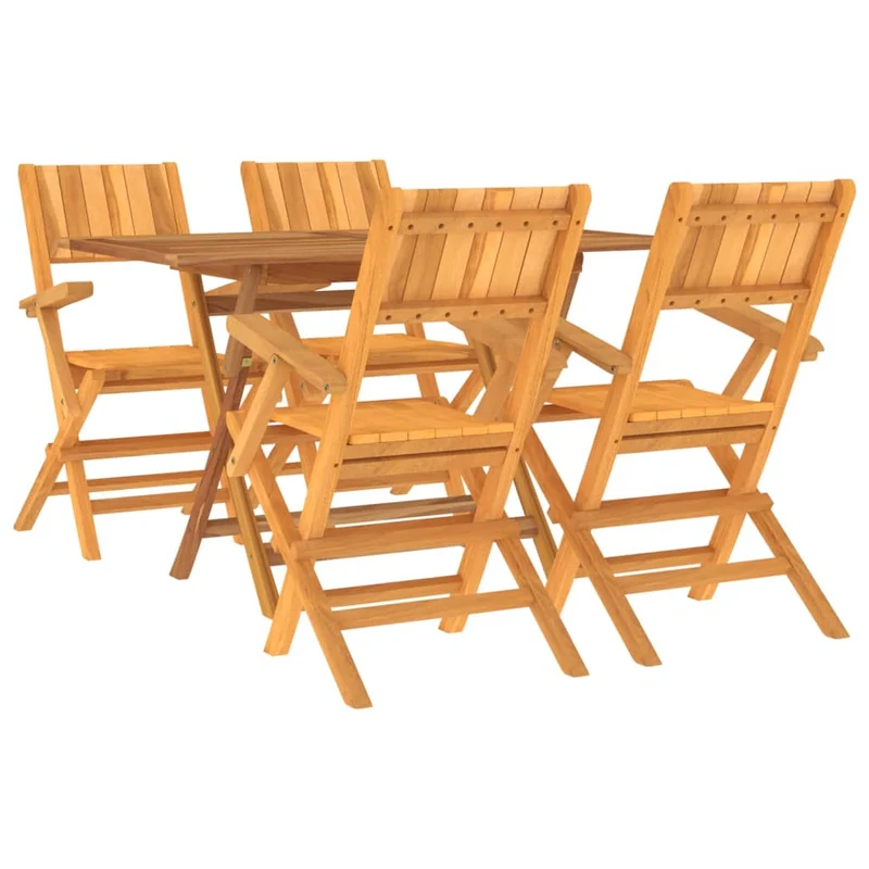 Ensemble à dîner salon de jardin meuble d'extérieur 5 pièces bois de teck massif 02_0014301