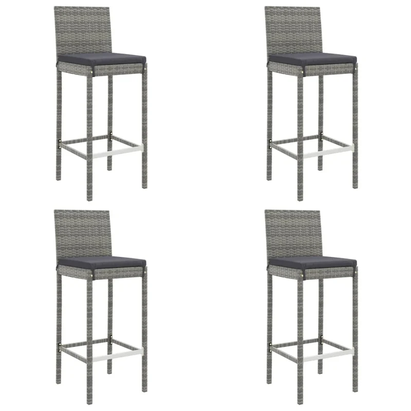 Ensemble de bar de jardin 5 pièces avec coussins gris poly rotin 02_0013386