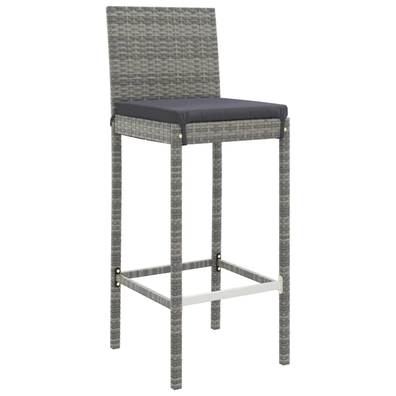 Ensemble de bar de jardin 5 pièces avec coussins gris poly rotin 02_0013386