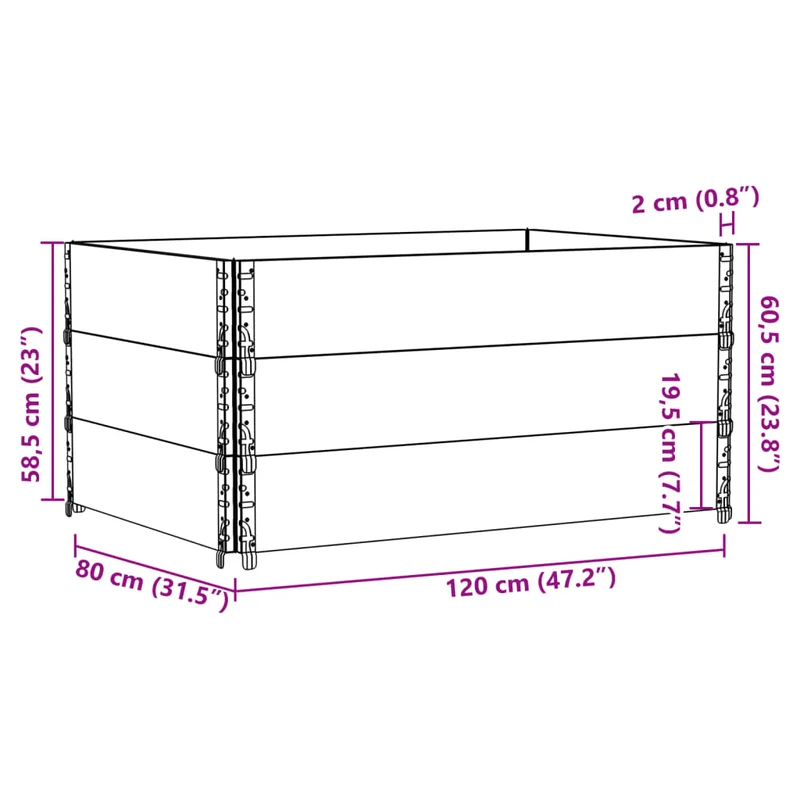 Jardinière bac lit surélevé plantes fleurs terrasse jardin 120 x 80 cm bois massif de pin marron 02_0037403