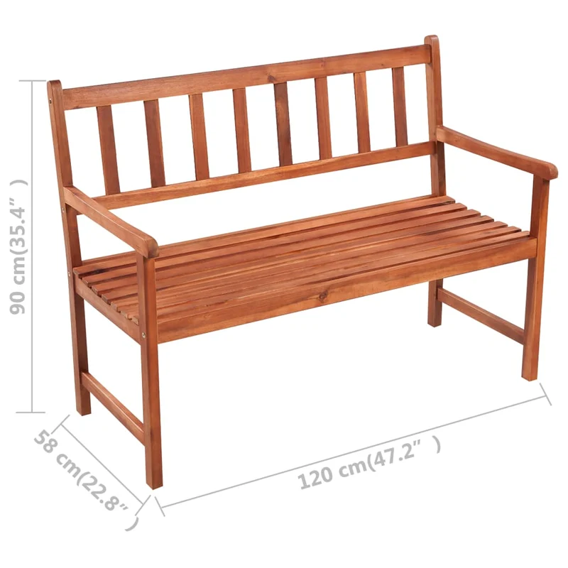 Banc de jardin meuble de patio d'extérieur terrasse avec coussin 120 cm bois d'acacia massif 02_0011379