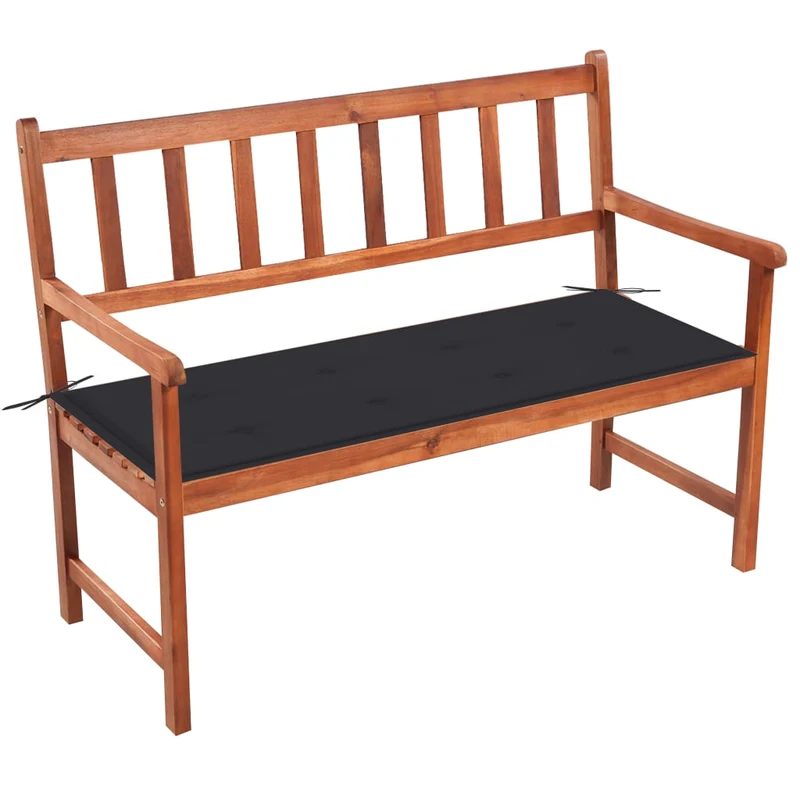 Banc de jardin meuble de patio d'extérieur terrasse avec coussin 120 cm bois d'acacia massif 02_0011391