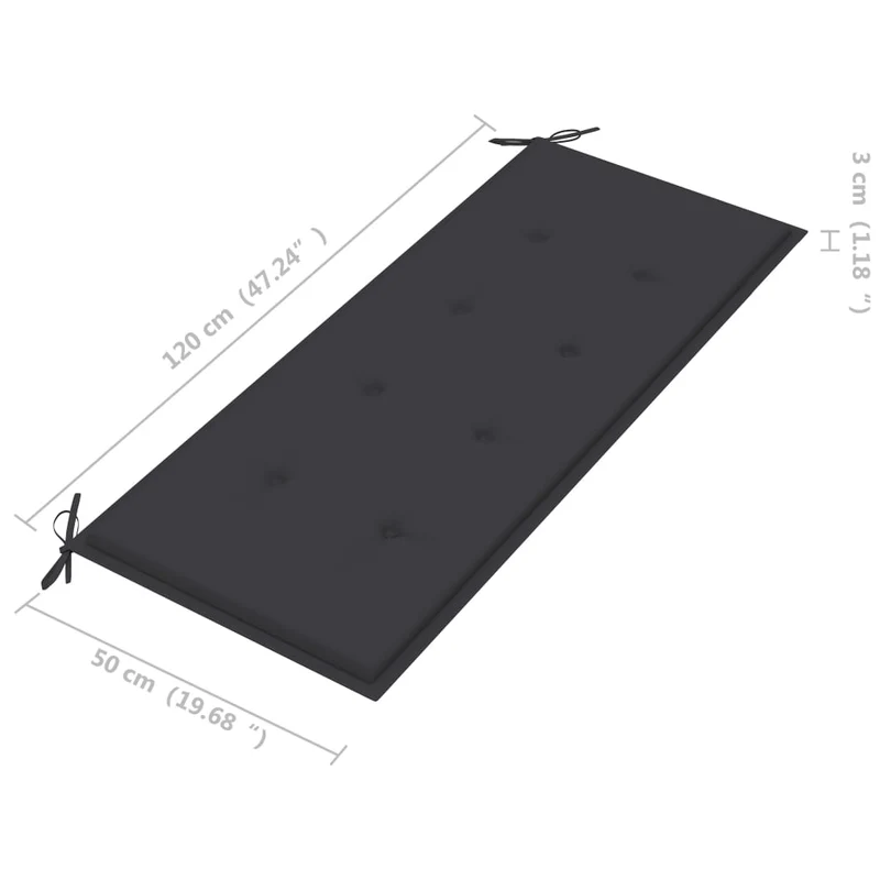 Banc de jardin meuble de patio d'extérieur terrasse avec coussin 120 cm bois d'acacia massif 02_0011391