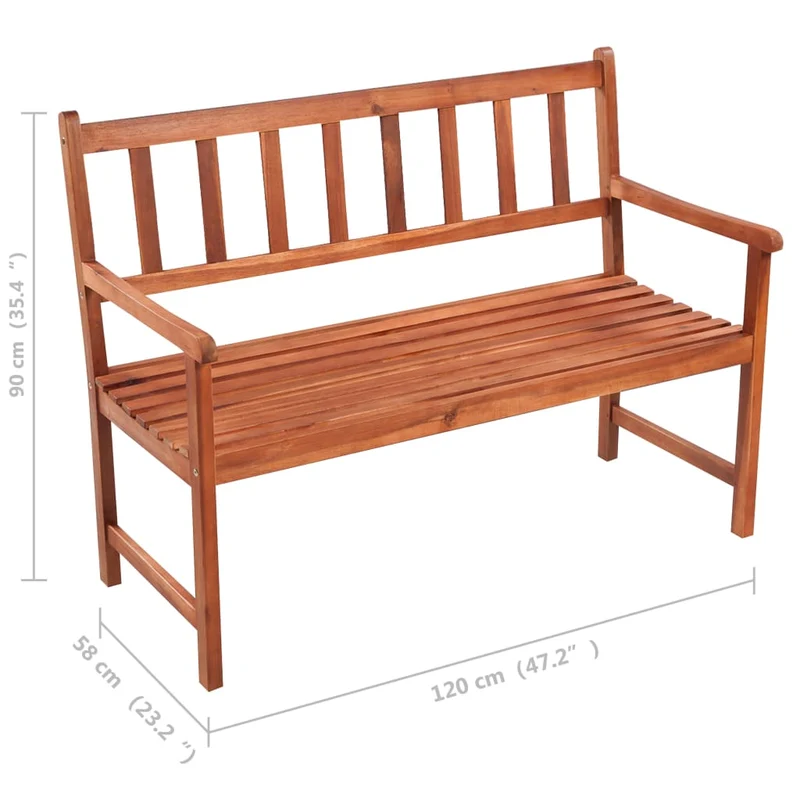Banc de jardin meuble de patio d'extérieur terrasse avec coussin 120 cm bois d'acacia massif 02_0011363