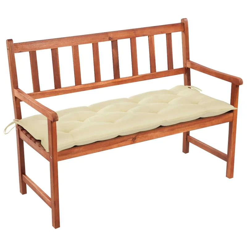 Banc de jardin meuble de patio d'extérieur terrasse avec coussin 120 cm bois d'acacia massif 02_0011356