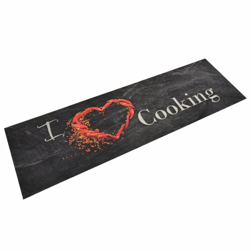 Tapis de cuisine lavable antidérapant moelleux 150 x 45 cm en velours noir 02_0046041
