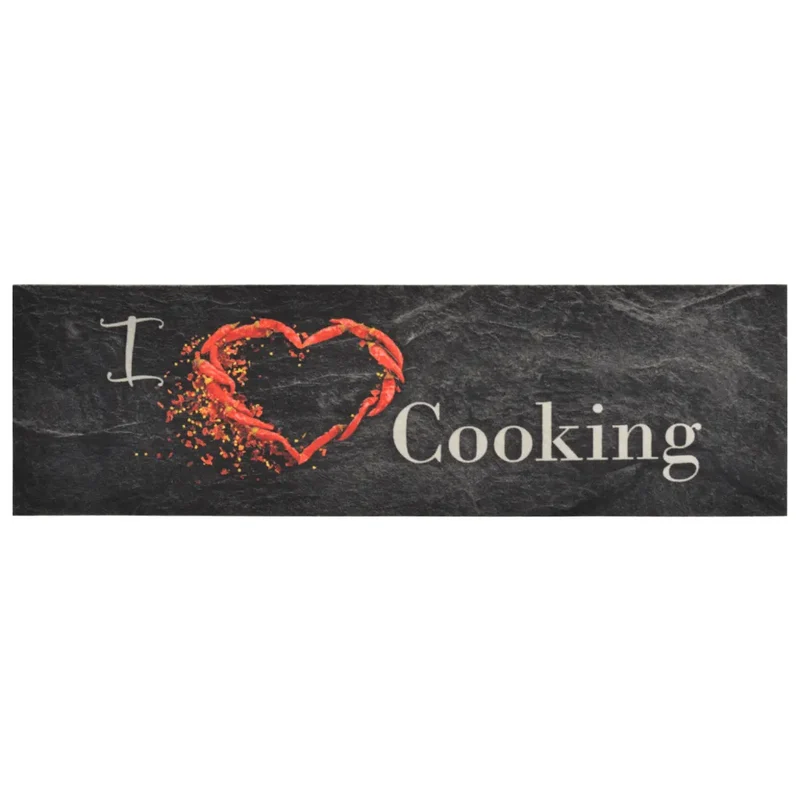 Tapis de cuisine lavable antidérapant moelleux 150 x 45 cm en velours noir 02_0046041