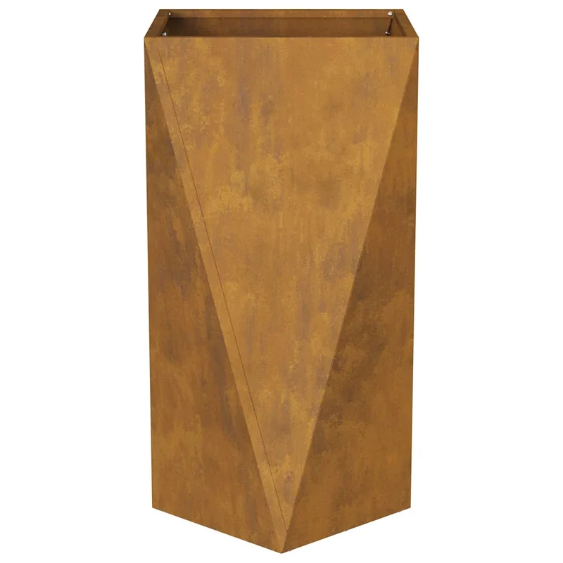 Jardinière moderne pour extérieur 40 x 40 x 75 cm avec base intégrée et design chic en acier rouillé 02_0053032