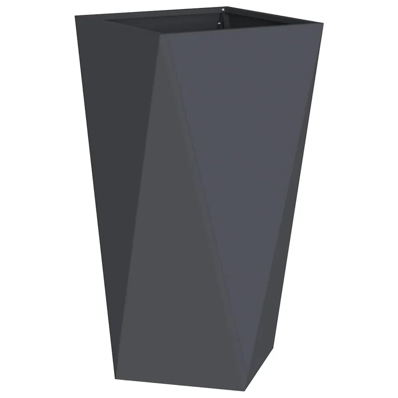 Jardinière rectangulaire moderne extérieur 40 x 40 x 75 cm résistante aux intempéries avec design épuré en acier anthracite 02_0053024