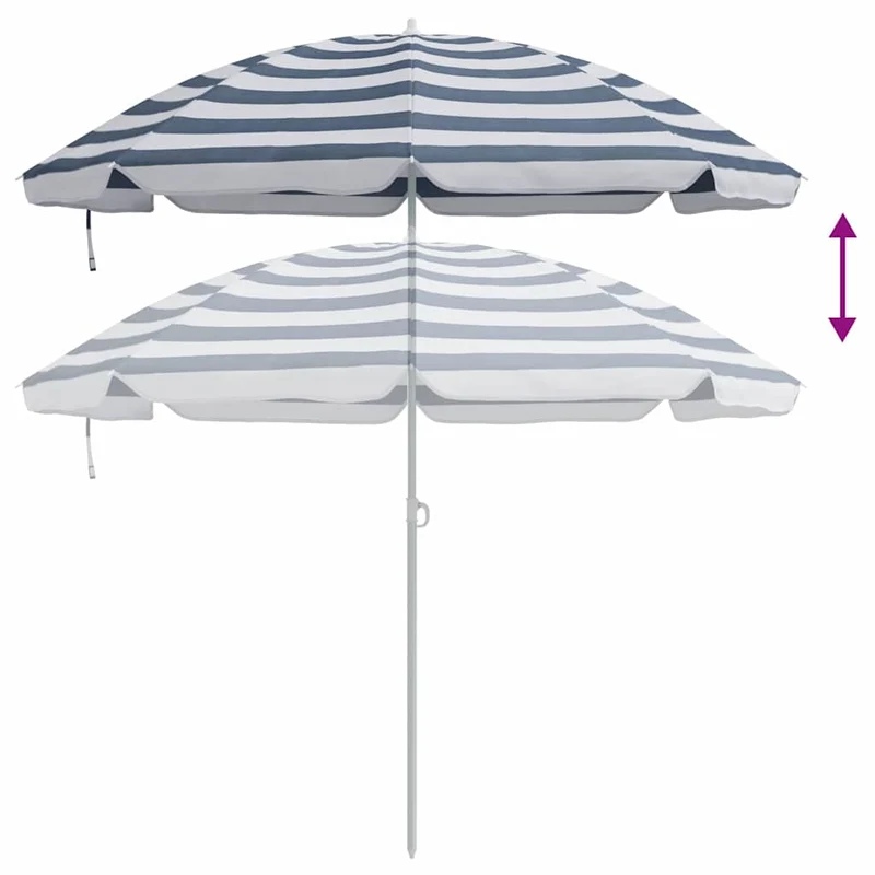 Parasol de plage rond 206 x 206 x 212 cm léger et durable design minimaliste en polyester bleu 02_0056701