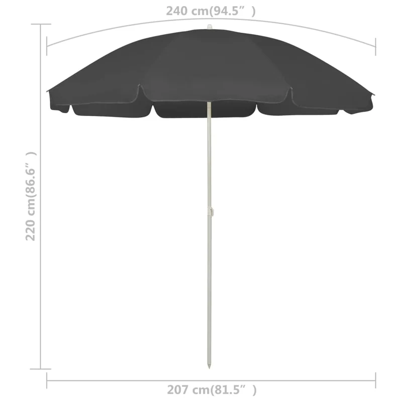 Parasol de plage 240 cm anthracite 02_0008375