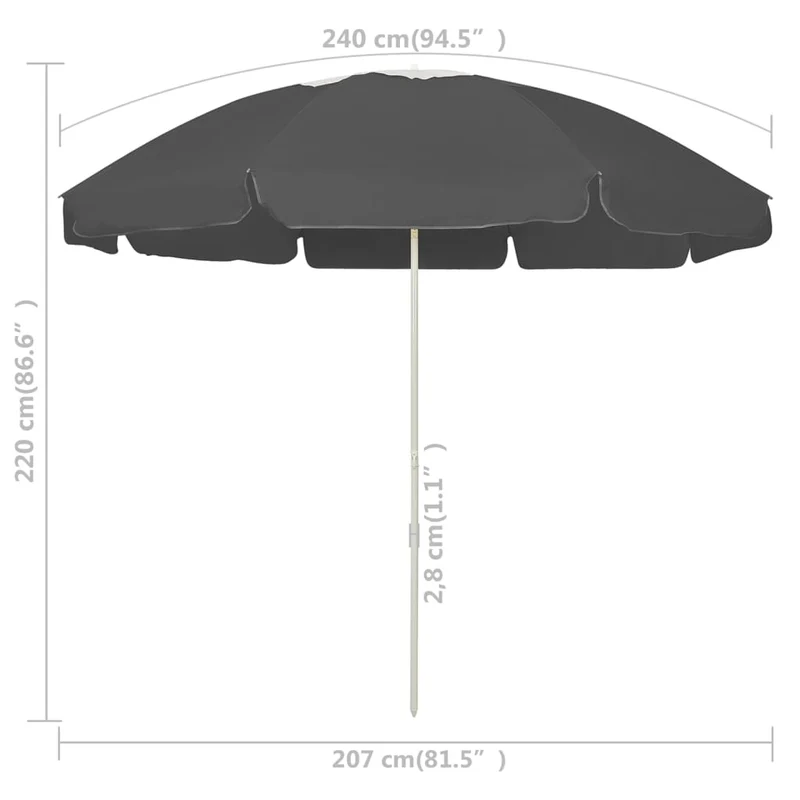 Parasol de plage 240 cm anthracite 02_0008374