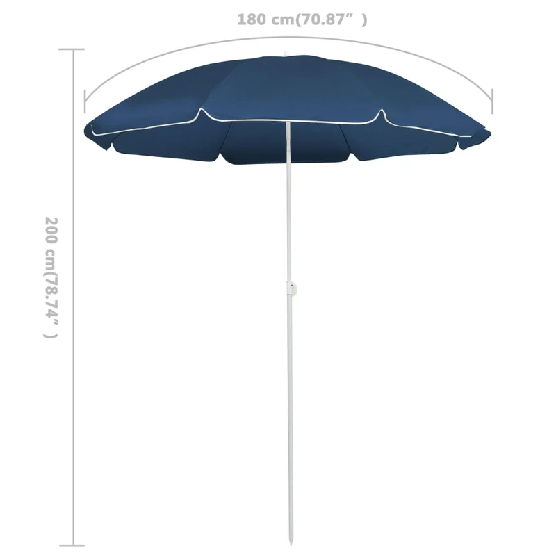 Parasol d'extérieur avec mât en acier 180 cm bleu 02_0008200