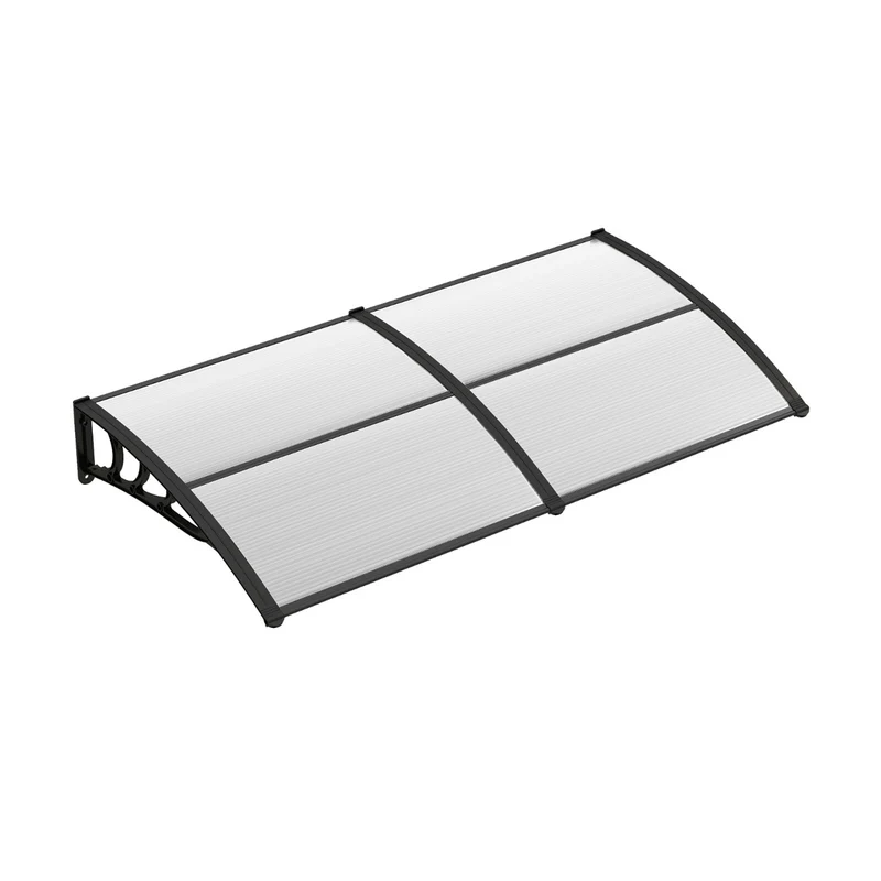 Auvent de porte-fenêtre 140,5 x 46,8 cm protection solaire et résistance au vent style moderne en polycarbonate gris 20_0021097