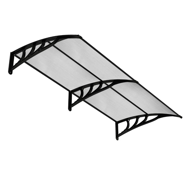 Auvent de porte-fenêtre 140,5 x 46,8 cm protection solaire et résistance au vent style moderne en polycarbonate gris 20_0021097