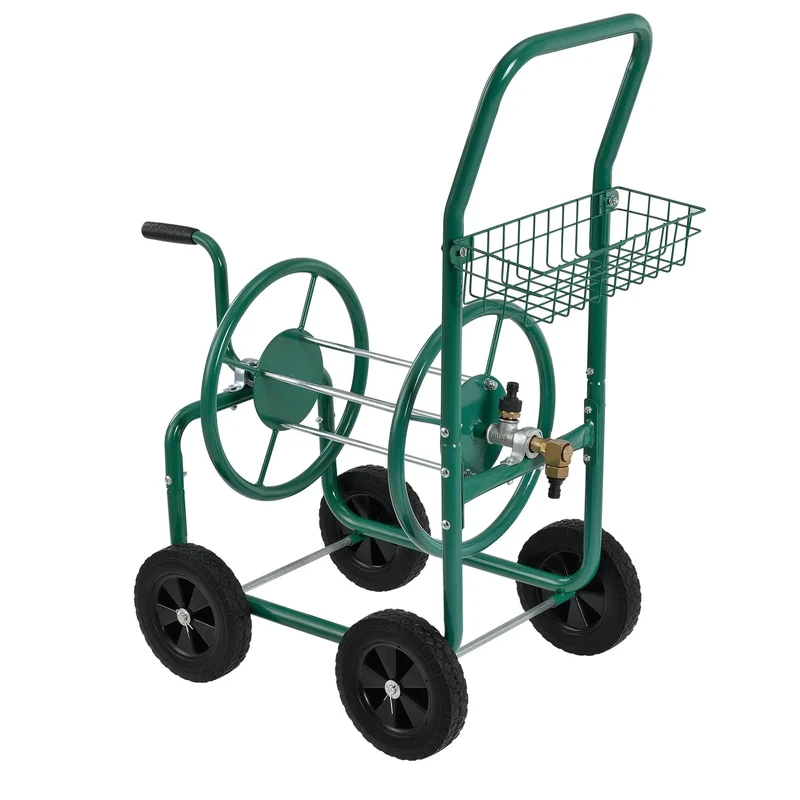 Enrouleur de tuyau d'arrossage 3/4 pouce métal 92 cm vert 03_0001641