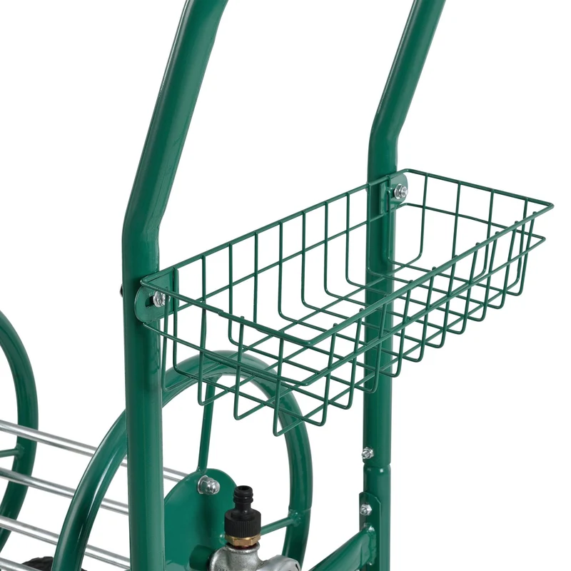 Enrouleur de tuyau d'arrossage 3/4 pouce métal 92 cm vert 03_0001641