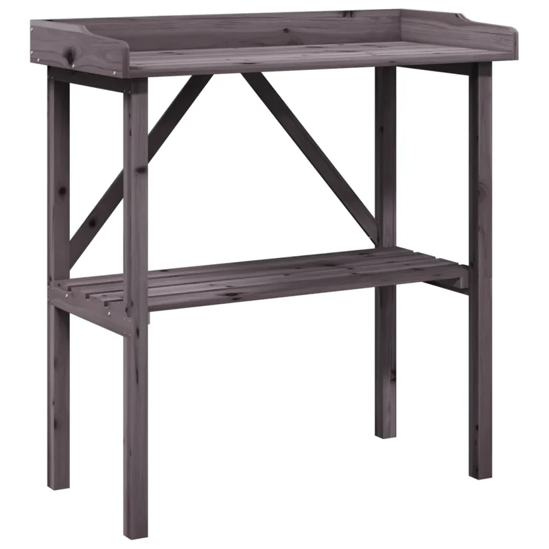 Table à plantes étagère ouverte jardinage 78 x 38 x 82,5 cm en bois de sapin gris 02_0046210