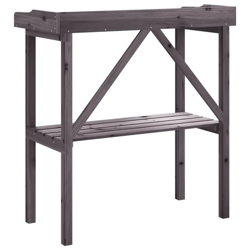 Table à plantes étagère ouverte jardinage 78 x 38 x 82,5 cm en bois de sapin gris 02_0046210