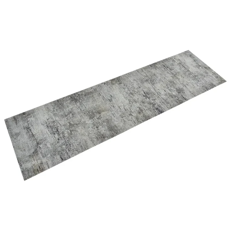 Tapis de cuisine lavable en velours doux 150 x 45 cm antidérapant design moderne ambiance cosy en polyamide gris 02_0046062