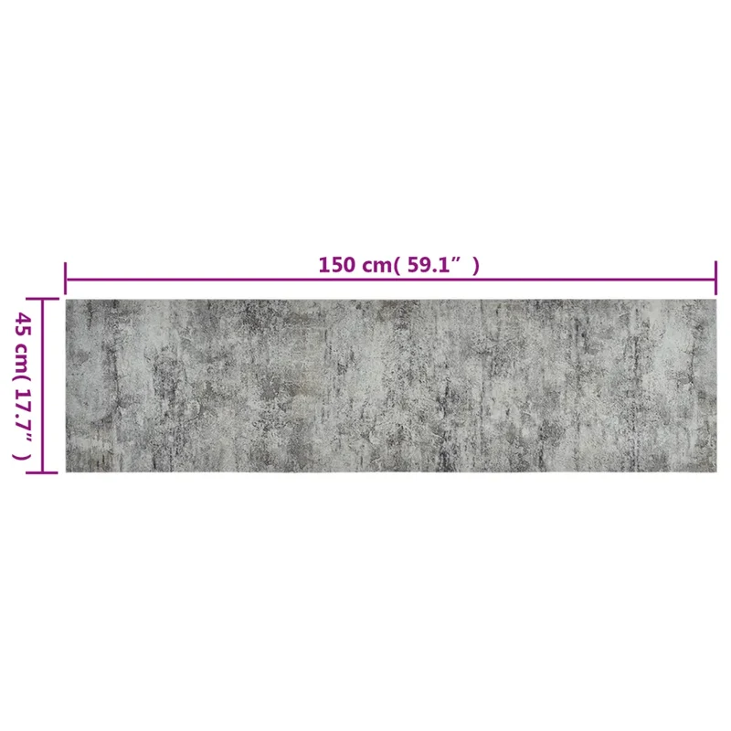 Tapis de cuisine lavable en velours doux 150 x 45 cm antidérapant design moderne ambiance cosy en polyamide gris 02_0046062