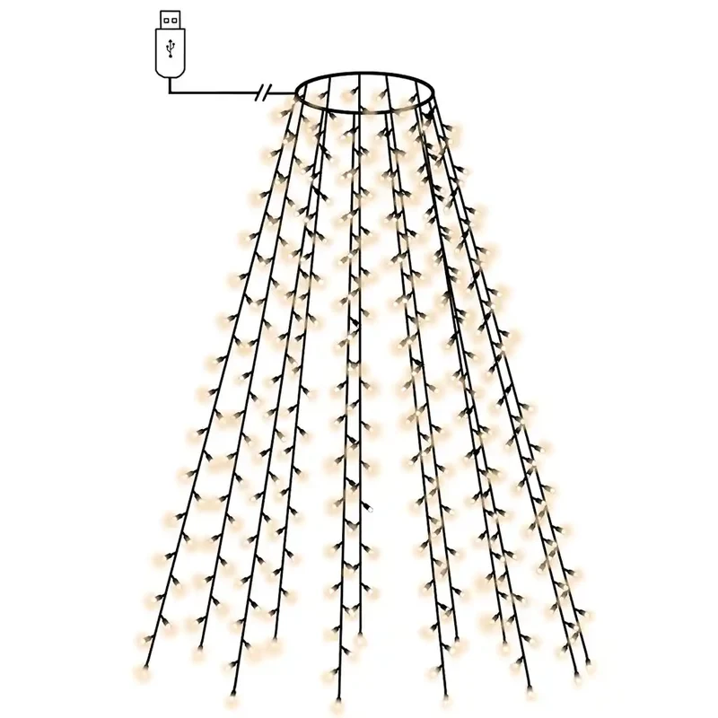 Guirlande lumineuse d'arbre de Noël 180 cm 180 LED économique ambiance chaleureuse en PVC blanc 02_0045973