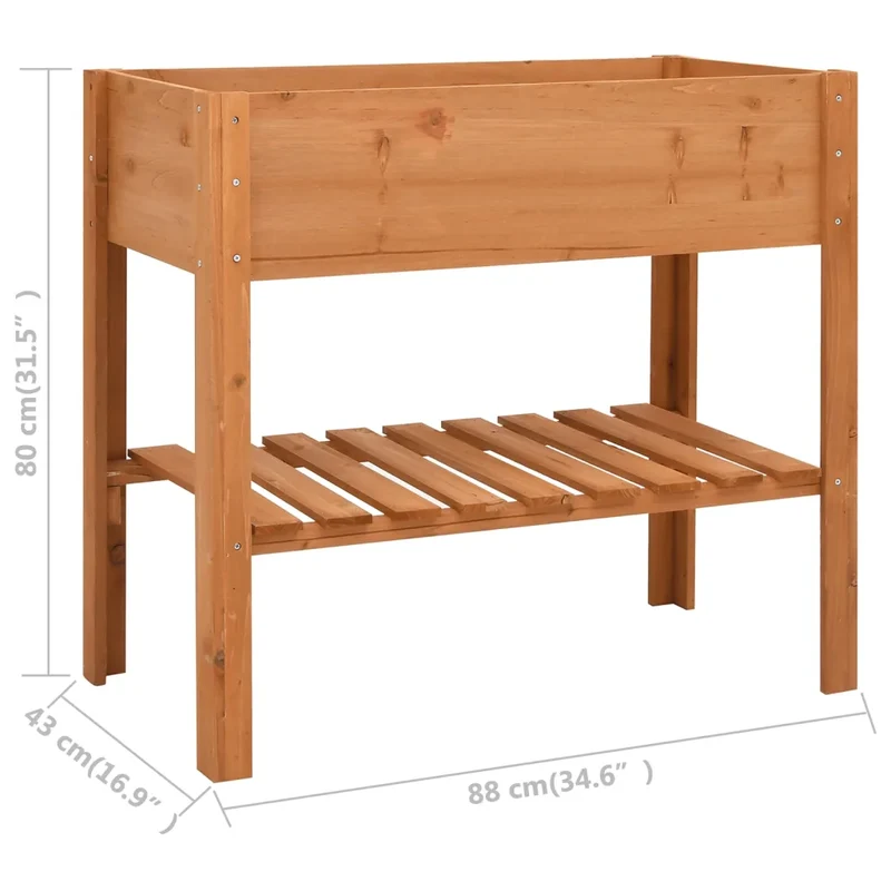 Jardinière à 2 niveaux pratique balcon cuisine 88 x 43 x 80 cm en bois de sapin naturel 02_0045933