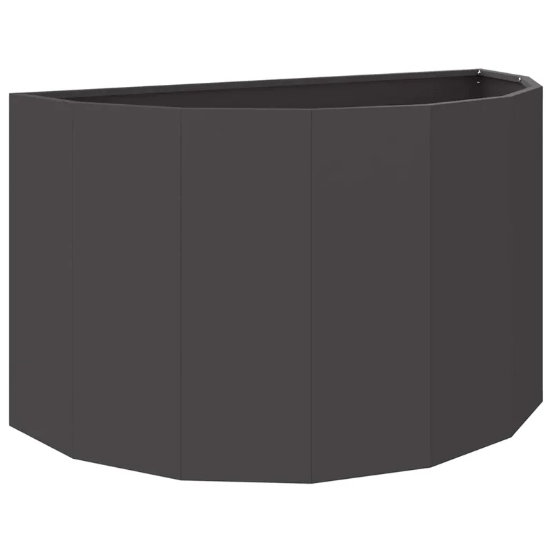 Jardinière demi-ronde design moderne extérieur 90 x 45 x 50 cm ambiance chic en acier noir 02_0052950