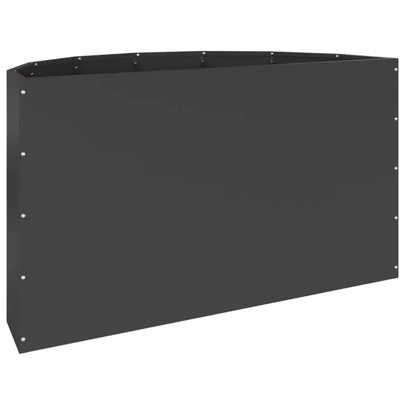 Jardinière demi-ronde design moderne extérieur 90 x 45 x 50 cm ambiance chic en acier noir 02_0052950