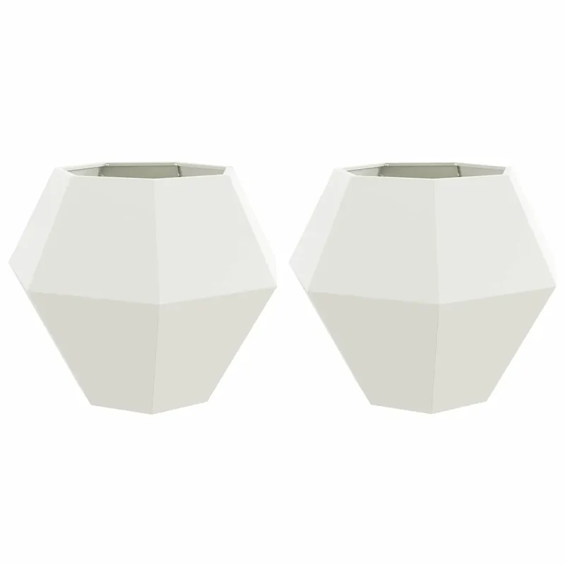 Lot de 2 jardinières rectangulaires élégantes pour extérieur 100 x 100 x 80 cm en acier blanc 02_0053093