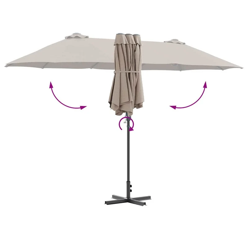 Parasol de jardin pliable moderne été 370 x 197 x 239 cm en polyester taupe 02_0058742