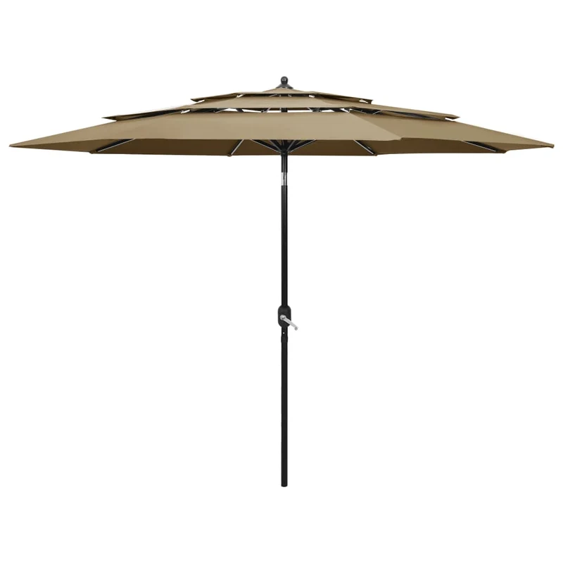 Parasol à 3 niveaux avec mât en aluminium 3 m taupe 02_0008771