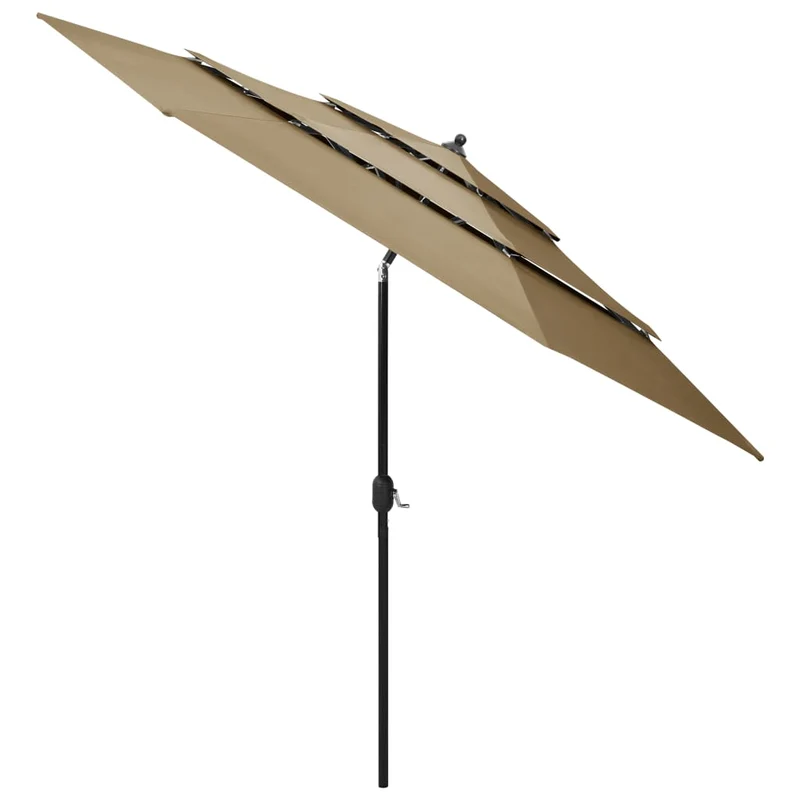 Parasol à 3 niveaux avec mât en aluminium 3 m taupe 02_0008771