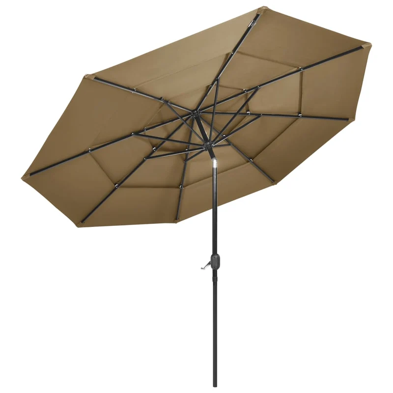 Parasol à 3 niveaux avec mât en aluminium 3 m taupe 02_0008771