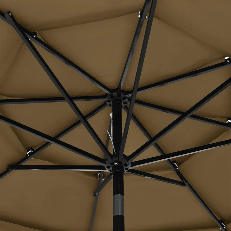 Parasol à 3 niveaux avec mât en aluminium 3 m taupe 02_0008771